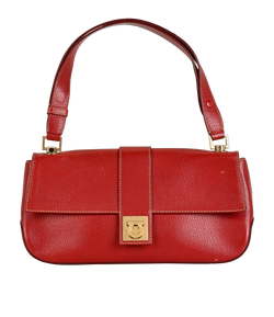 Gancini Flap Shoulder Bag, Leather, Red, DY21 1847, 2*